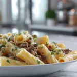 Cheesy Penne with Garlic Butter Ground Beef
