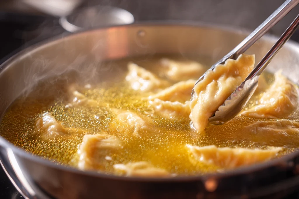 Potsticker Soup Cooking Process – Adding Potstickers to the Broth