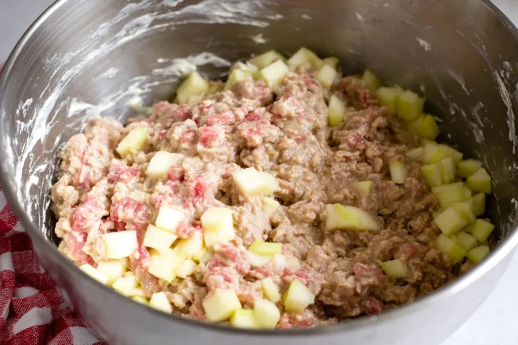 Apple cinnamon oatmeal cookie dough mixed with oats and diced apples