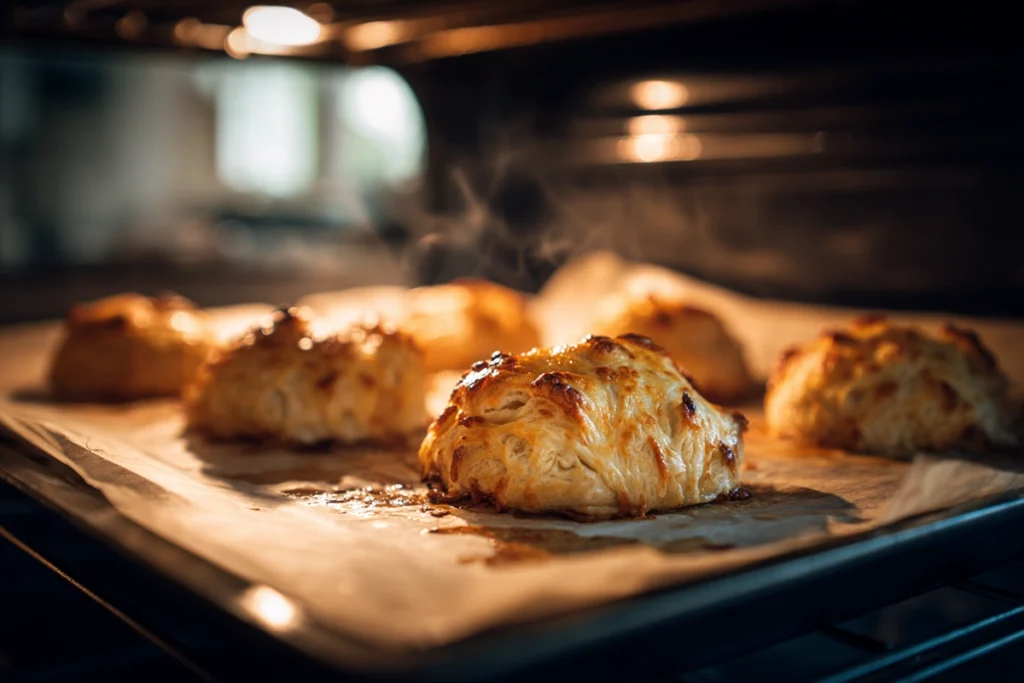 chicken pillows with creamy parmesan sauce baking in oven until golden brown