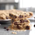 freshly baked Chocolate Chip Oatmeal Cookie Bars on a modern kitchen counter