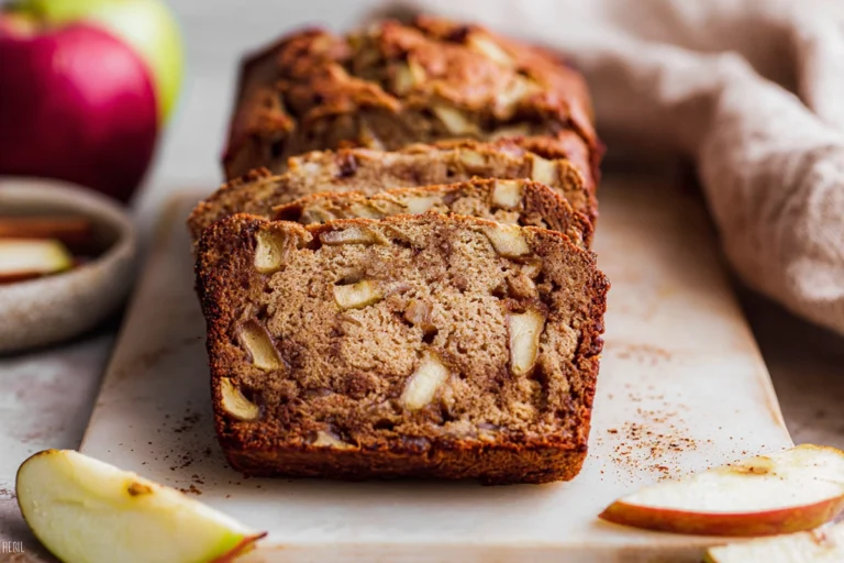 Cozy apple cinnamon bread recipe sliced on modern kitchen counter