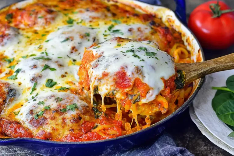 Chef Taha Ayad's Recipe easy baked tortellini casserole with Italian sausage marinara sauce and melted mozzarella