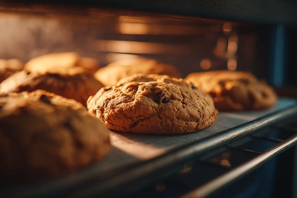 snickerdoodle cookies rising and cracking inside oven during baking process