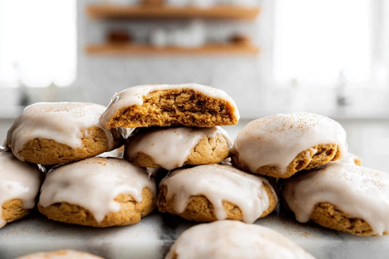 soft pumpkin cookies with cinnamon frosting hero shot