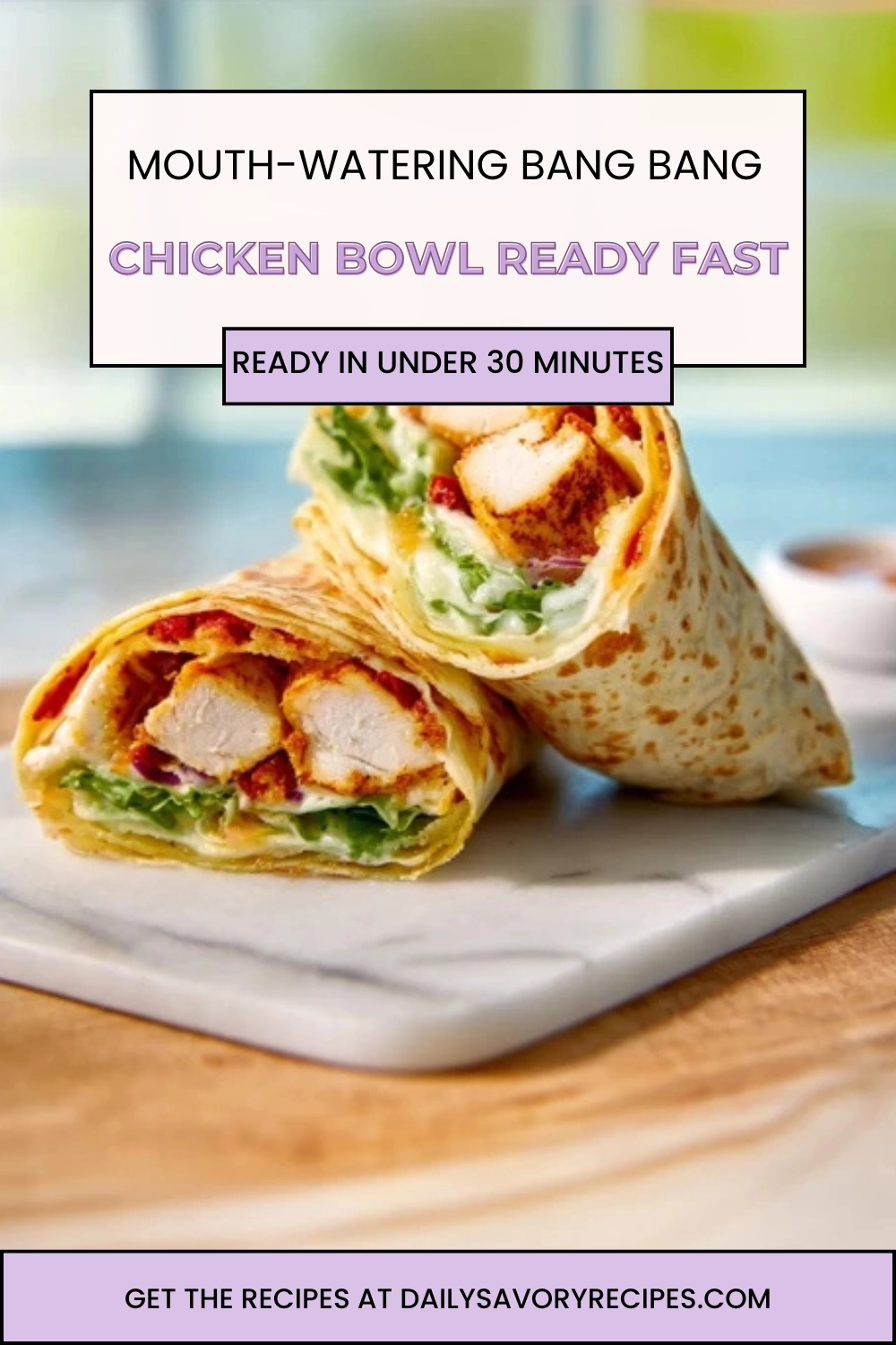 pinterest-optimized photo of bang bang chicken bowl recipe