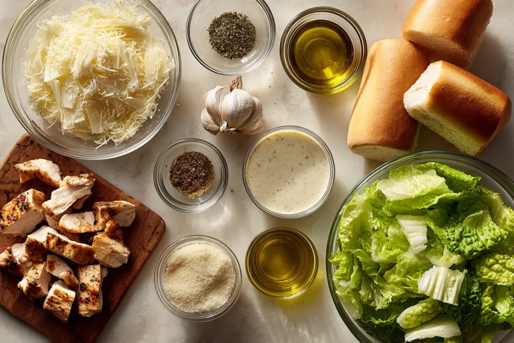 chicken-caesar-sandwich-ingredients-overhead