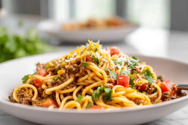 crockpot taco spaghetti hero shot