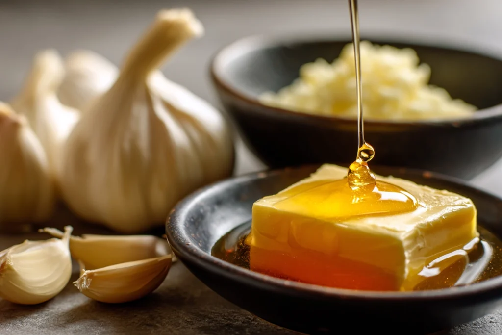 closeup of honey butter chicken core ingredients in bright kitchen