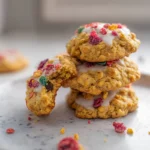 photorealistic berry crunch cookies on plate in modern kitchen