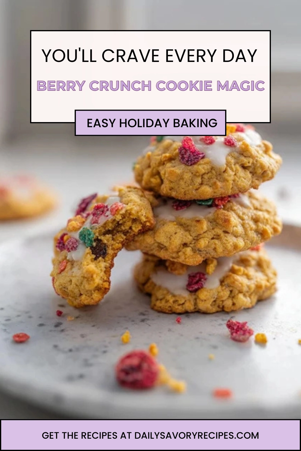 Berry Crunch Cookies With a Bakery-Style Crunch 39 pinterest-style image featuring berry crunch cookies recipe