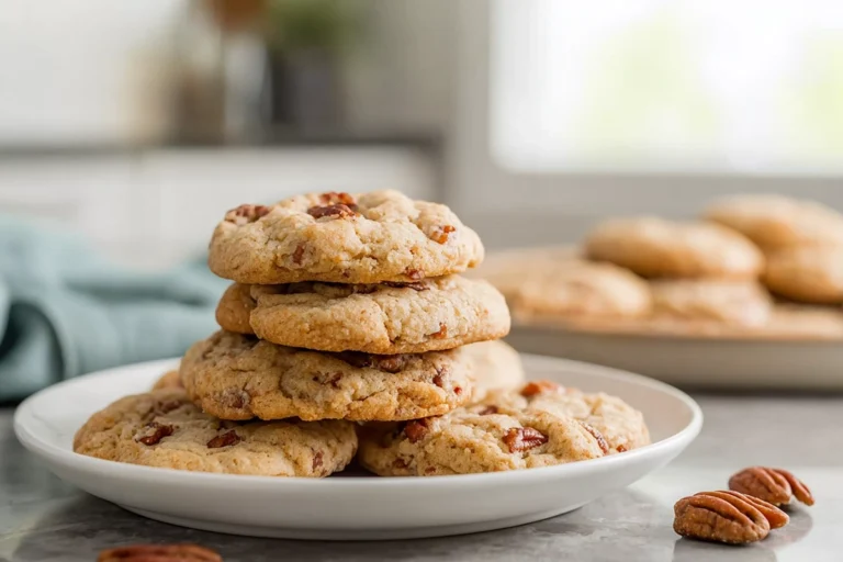 photorealistic butter pecan cookies hero shot in modern kitchen