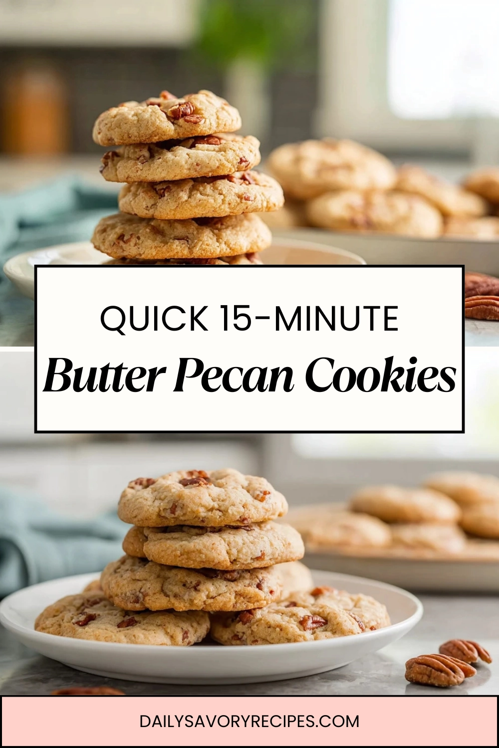 Best Butter Pecan Cookies That Never Fail 29 pinterest image for butter pecan cookies recipe with golden baked cookies