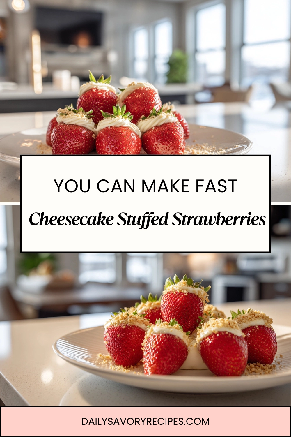 Cheesecake Stuffed Strawberries You’ll Make Again 25 cheesecake stuffed strawberries recipe photographed in modern kitchen
