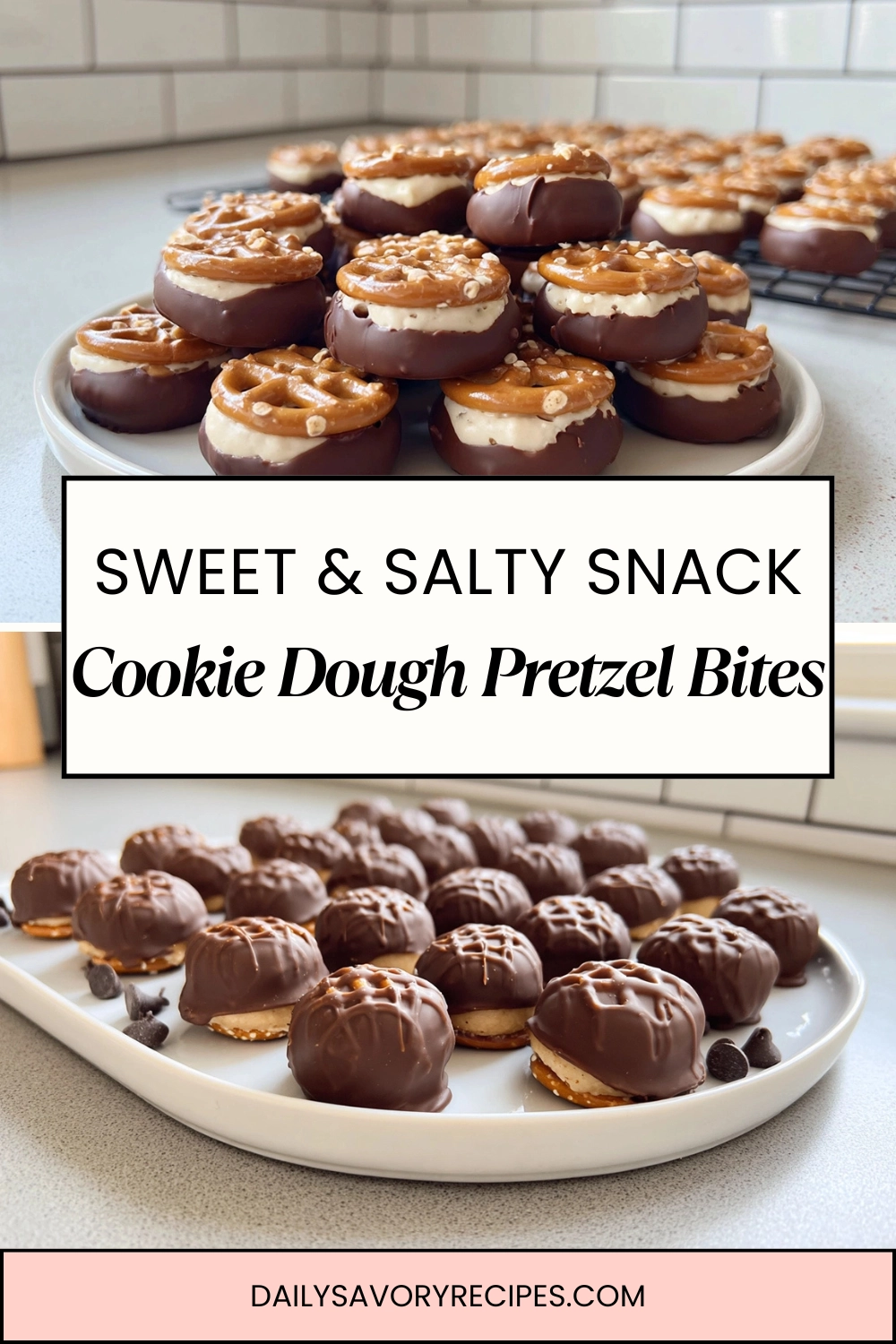 Cookie Dough Pretzel Bites sweet and salty chocolate snack