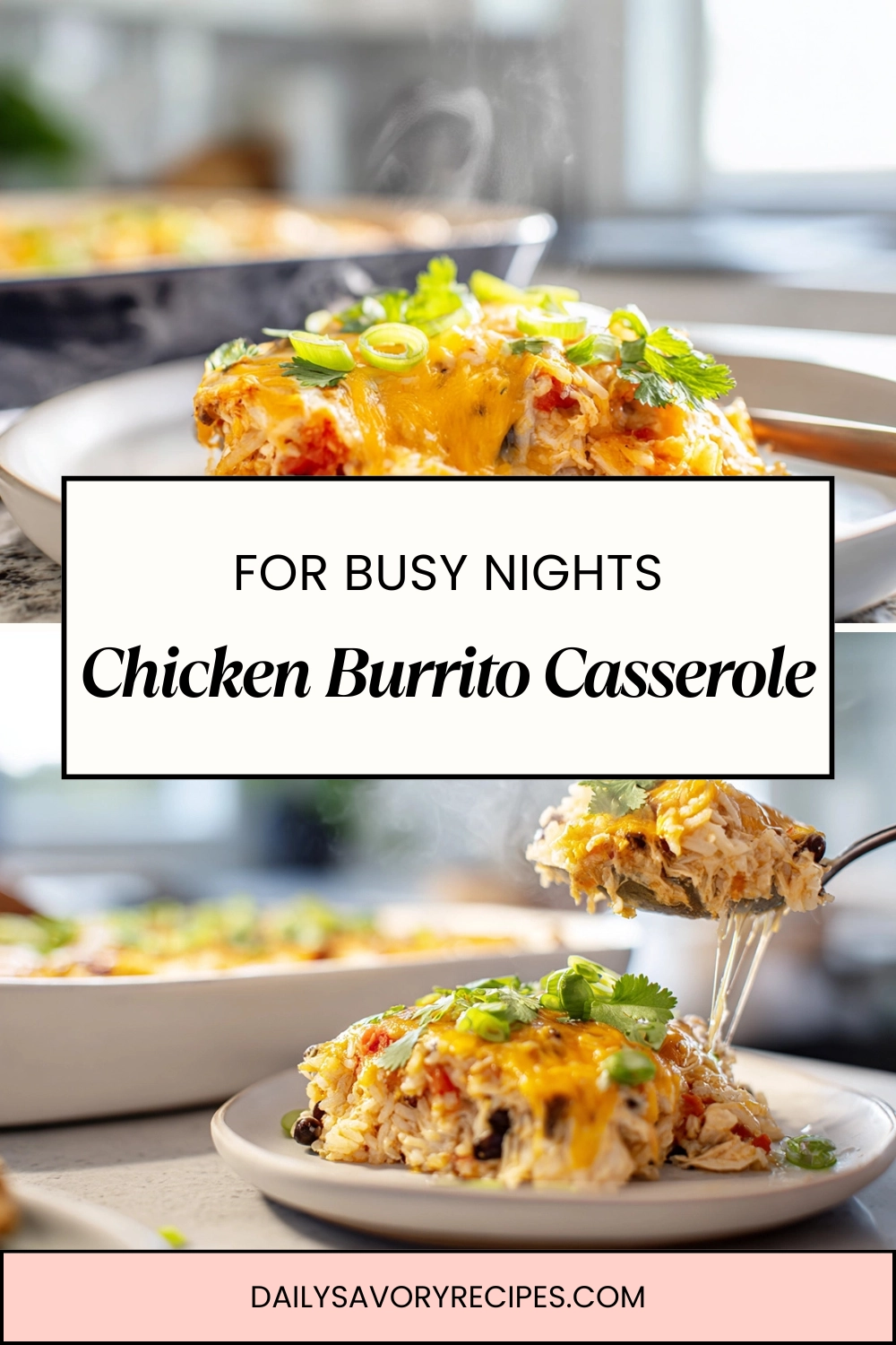 easy chicken burrito casserole recipe for blog