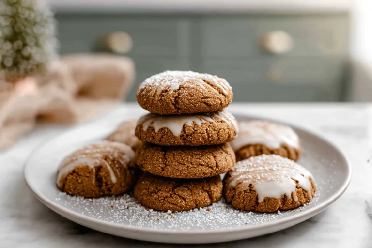 photorealistic gingerbread latte cookies hero image on modern kitchen counter