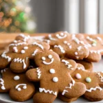 photorealistic gingerbread men cookies hero image on modern kitchen counter