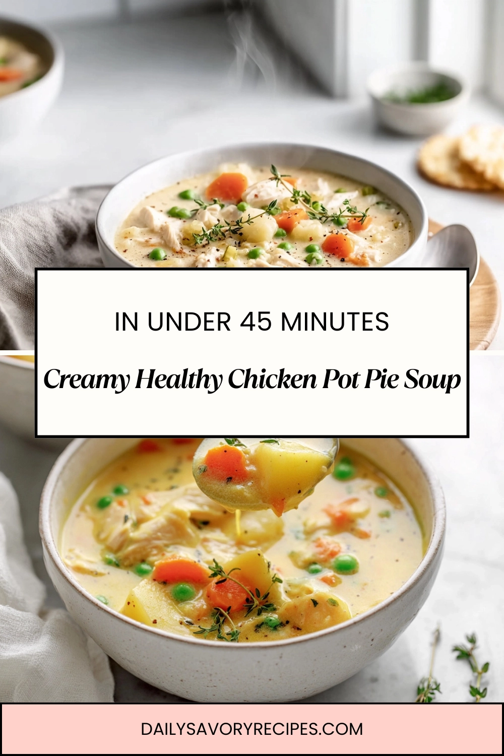 Healthy Chicken Pot Pie Soup(Light but Cozy) 33 Healthy Chicken Pot Pie Soup in modern kitchen