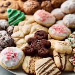 photorealistic holiday cookies arranged on a modern plate in a bright kitchen