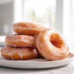 photorealistic stack of homemade Krispy Kremes on modern kitchen counter