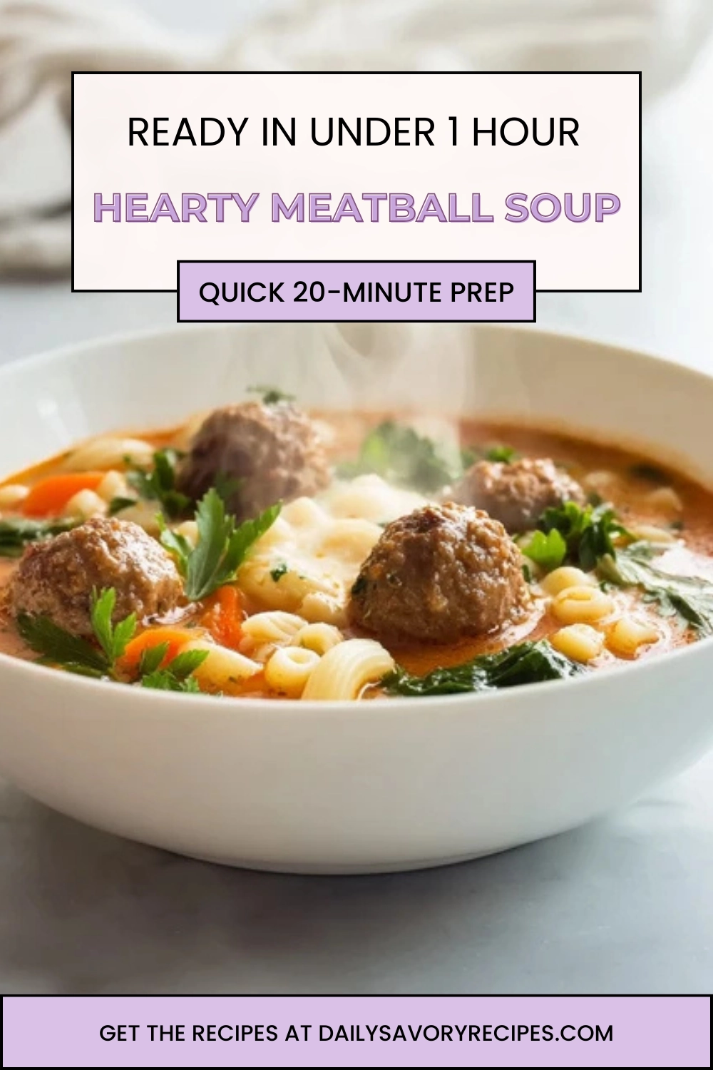 meatball soup photorealistic comfort food image for Pinterest