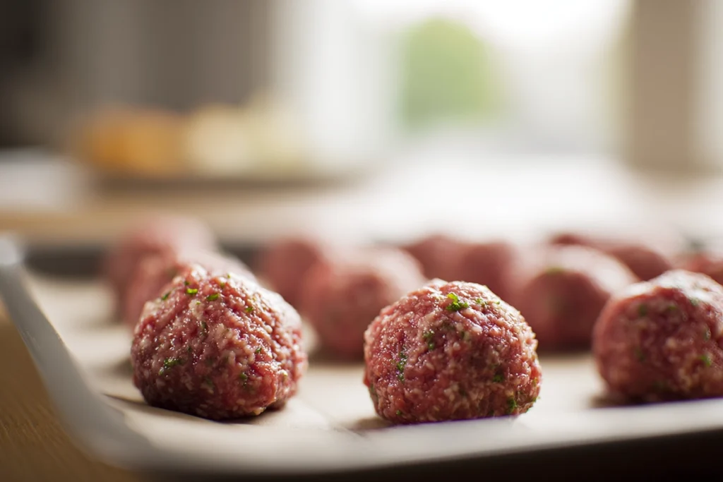 preparing meatballs step image for meatball soup recipe