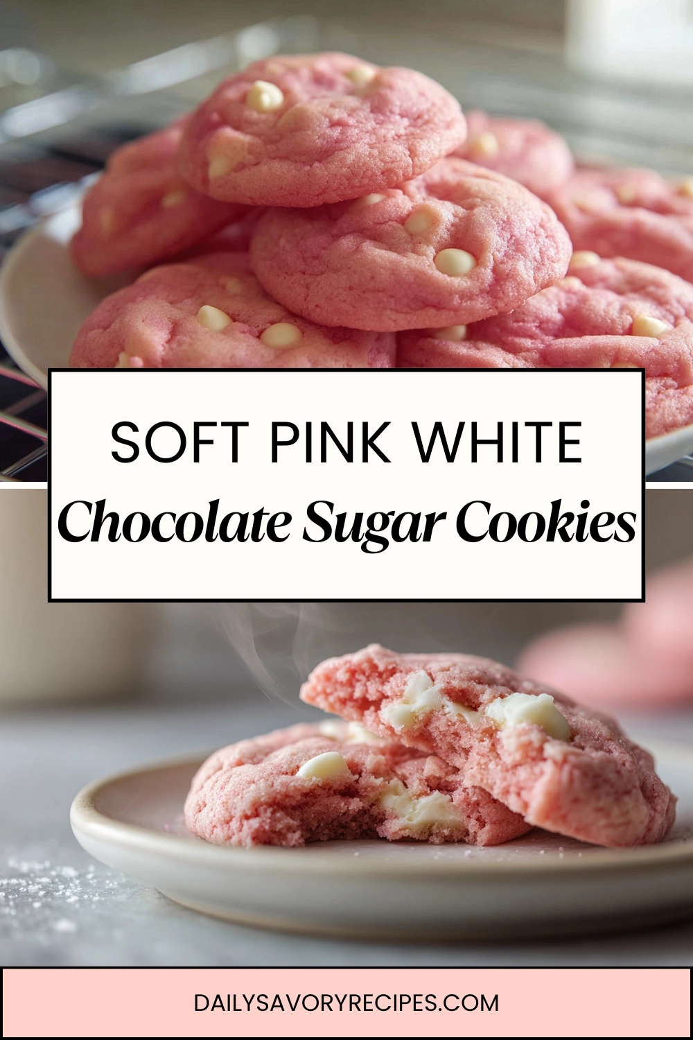 Pink White Chocolate Sugar Cookies That Actually Bake Right 30 Pink White Chocolate Sugar Cookies soft and chewy homemade dessert