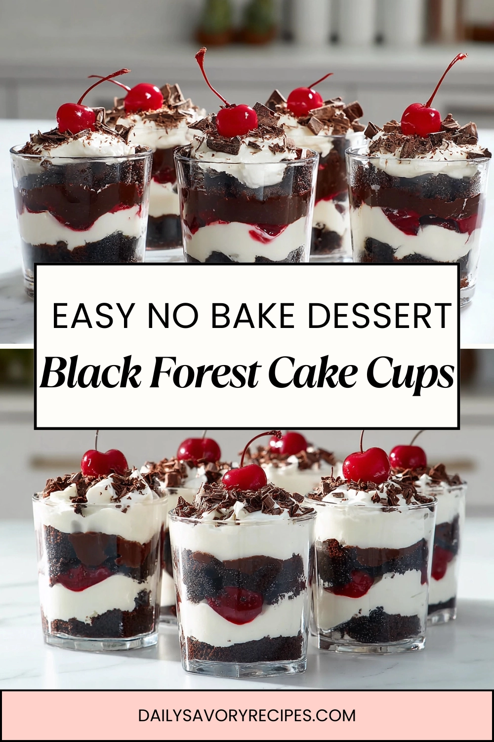 Black Forest Cake Cups no bake chocolate cherry dessert