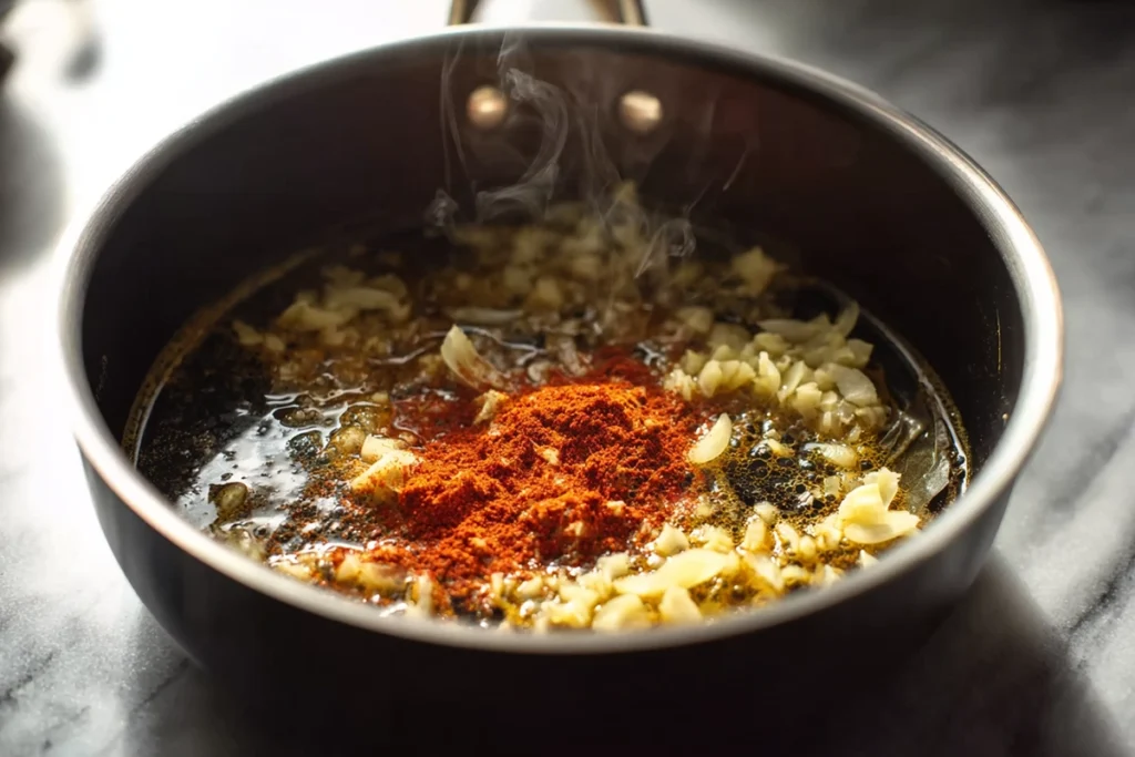 sautéing aromatics for Easy Thai Chicken Soup in a stainless-steel pot