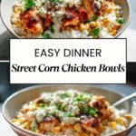 Street Corn Chicken Bowls with creamy corn and seasoned chicken