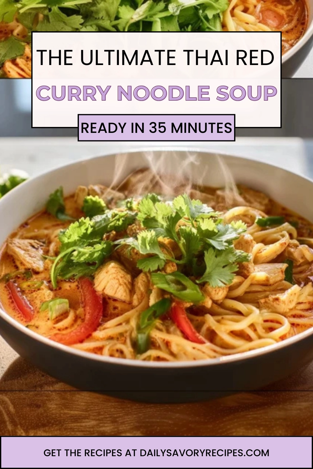 vibrant thai red curry noodle soup with chicken and fresh herbs