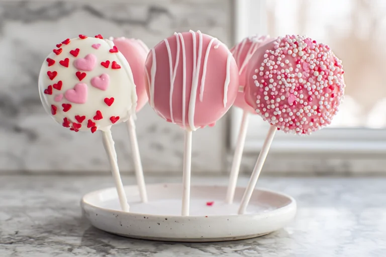 finished Valentine Oreo Pops on a plate in a modern kitchen hero image