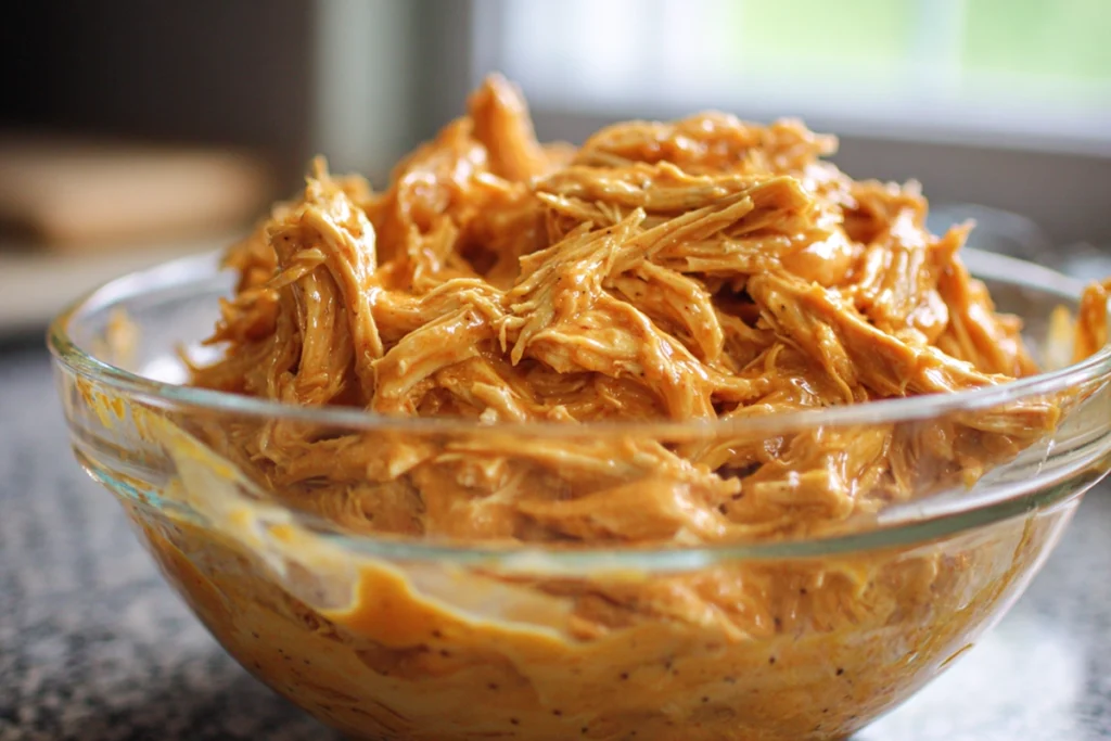 Buffalo Chicken Grilled Cheese filling mixed with buffalo sauce and ranch
