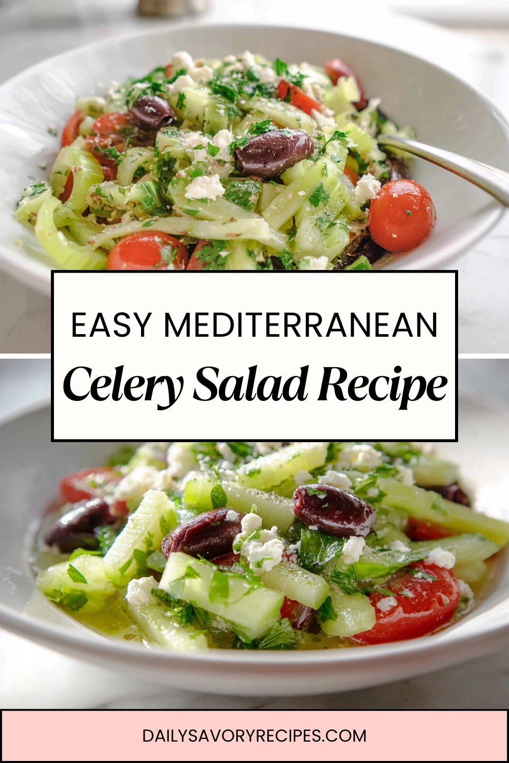 Celery Salad with fresh herbs and Mediterranean dressing