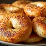 Greek Yogurt Bagels with golden crust and soft chewy interior on a plate