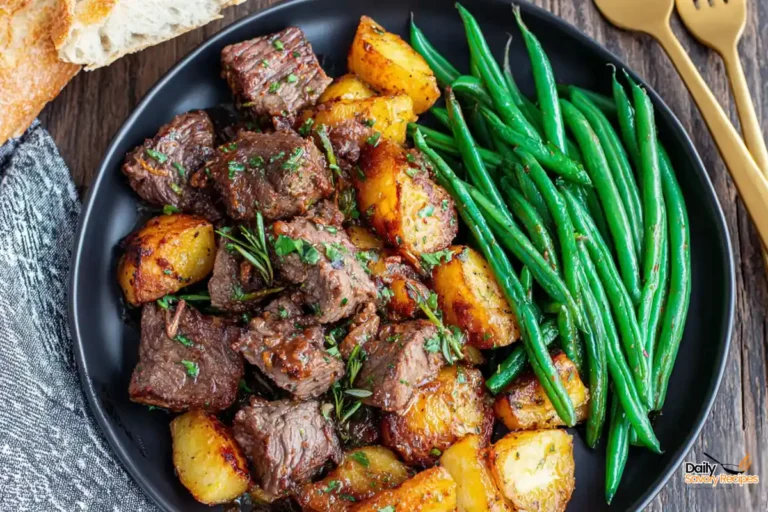Chef Taha Ayad's Recipe Garlic Butter Steak Bites and Potatoes