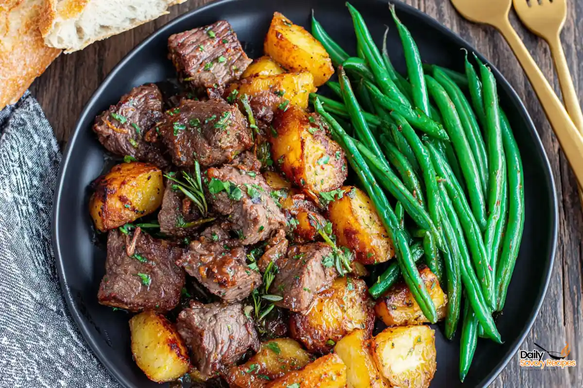 Chef Taha Ayad's Recipe Garlic Butter Steak Bites and Potatoes