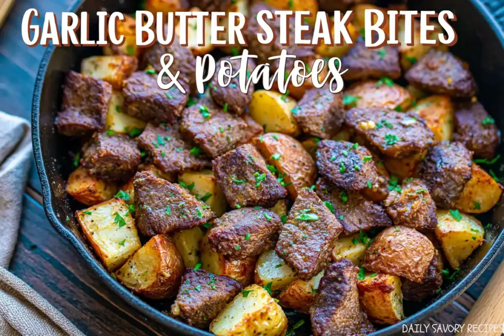 Garlic Butter Steak Bites and Potatoes in One Cast Iron Skillet 11 Garlic butter steak bites and potatoes in a cast iron skillet