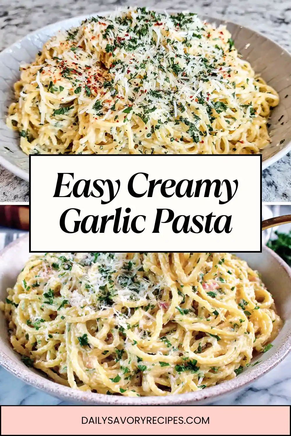 homemade Creamy Garlic Pasta easy one pot dinner recipe