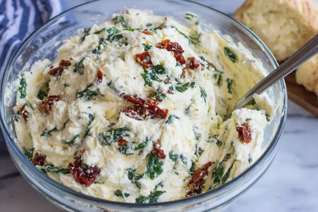mixing-spinach-cream-cheese-filling-for-grilled-stuffed-chicken