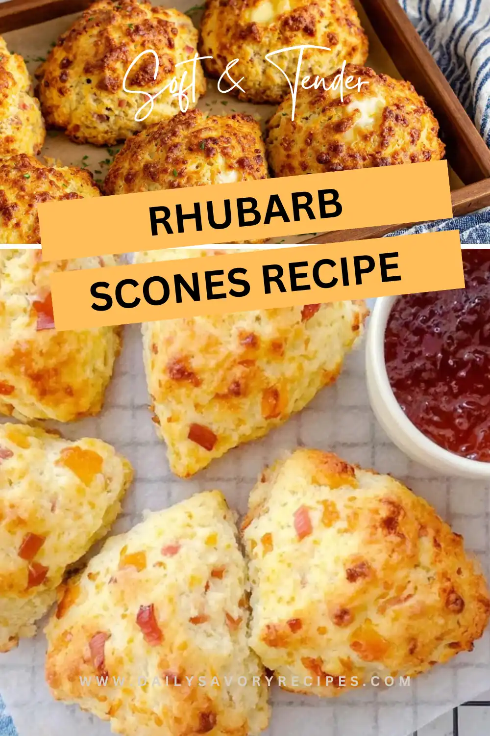 rhubarb scones recipe with sour cream soft and tender