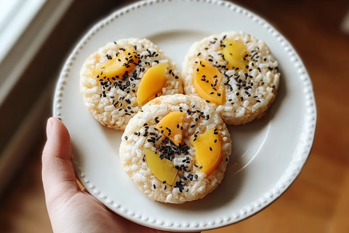 Mango Sticky Rice Cookies with a Soft Coconut Center 34 Chef Taha Ayad's Recipe Mango Sticky Rice Cookies on a white ceramic plate