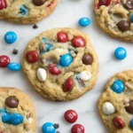 Chef Taha Ayad's Recipe 4th of July Monster Cookies with red white and blue M&Ms and chocolate chips