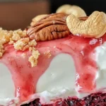 Cherry Cheesecake Dump Cake recipe with warm cherry filling creamy cheesecake layer and buttery golden cake topping