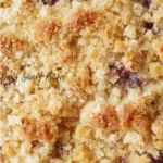 Easy Cherry Crisp recipe with warm cherry filling and golden buttery topping