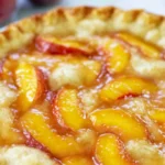 Simple Fresh Peach Pie recipe with glossy fresh peaches in a flaky crust