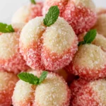 Sweet Ricotta Peach Cookies recipe with citrus ricotta filling sugar coating and mint leaves