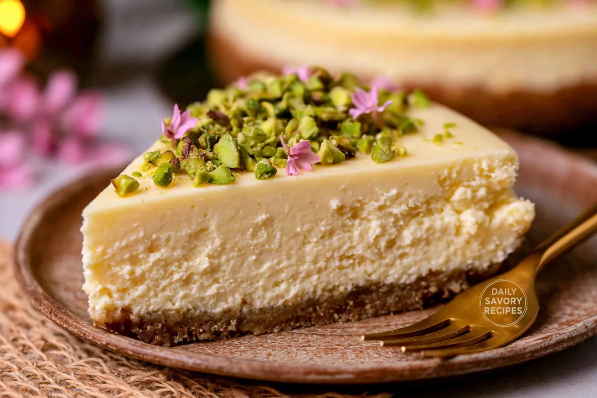Baked Yogurt Pistachio Crust with Saffron and a Creamy Indian-Style Finish