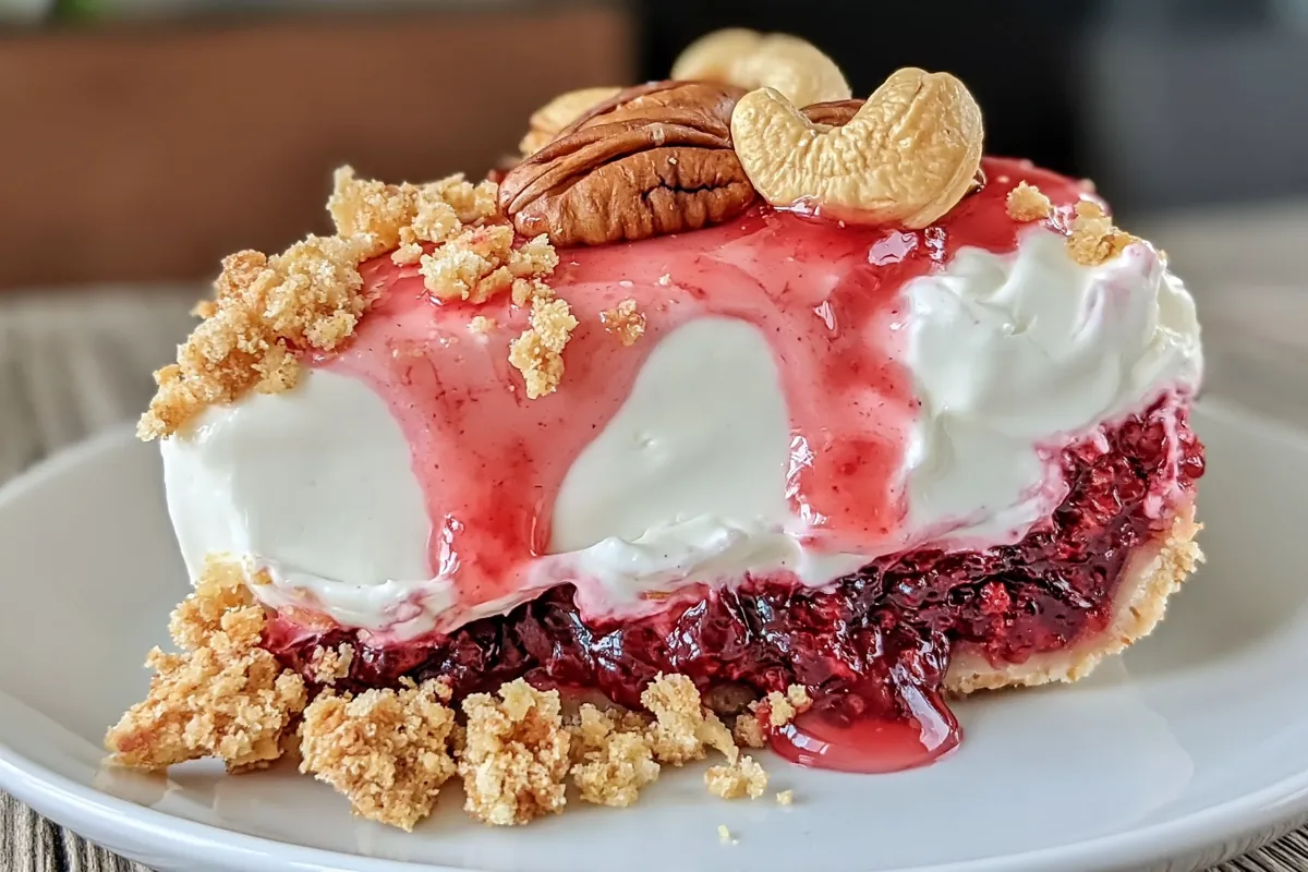 Chef Taha Ayad's Recipe Cherry Cheesecake Dump Cake with glossy cherry filling and golden buttery topping